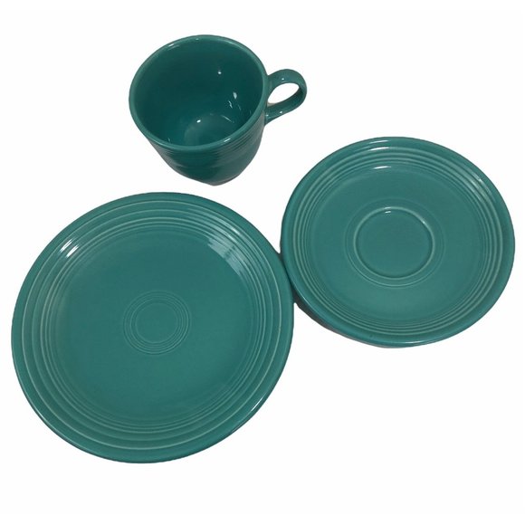 Fiesta HLC Turquoise 3 Piece Set Snack Cup Saucer - Picture 5 of 5